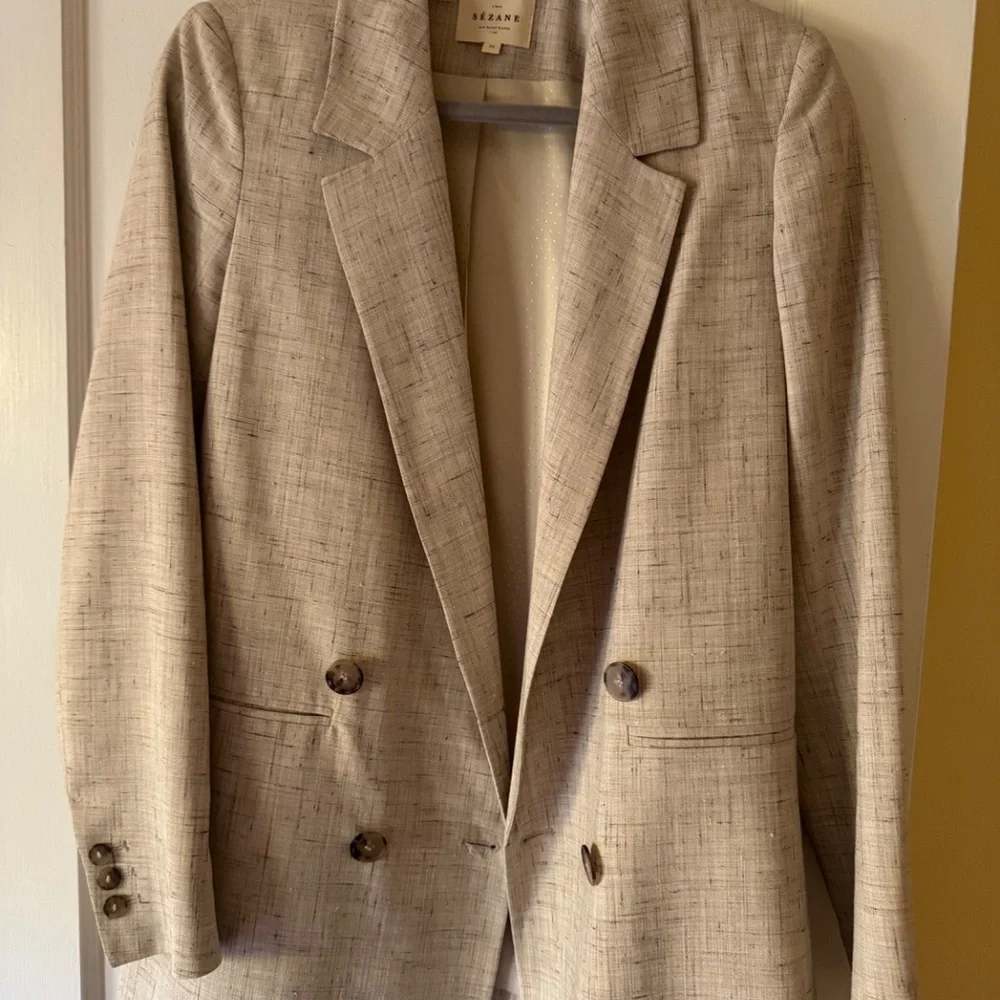 Sezane Chelsea Jacket Mottled Beige - Size 34 - Picture 4 of 5
